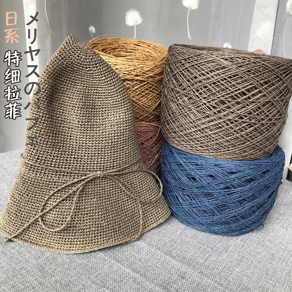 1Pc 250g Thin Raffia crochet Yarn Paper Grass Cotton Round  Straw Thread for Crocheting Handmade Diy Hat Bag Summer