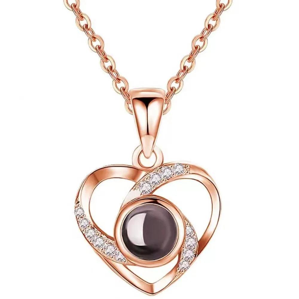 Projection Necklace 100 Languages I Love You Pendant Necklaces For Lover Girlfriend 2024 Creative Couple Romantic Jewelry Gifts