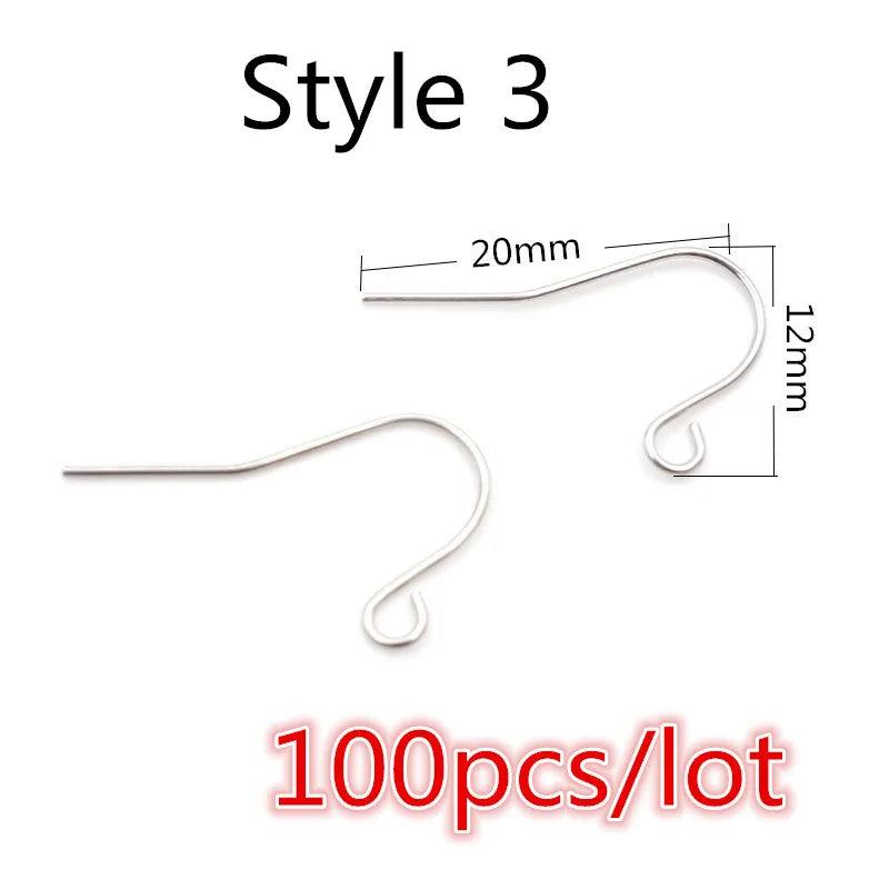 (Never Fade) High Quality 316 Stainless Steel DIY Earring Findings Clasps Hooks Jewelry Making Accessories Earwire