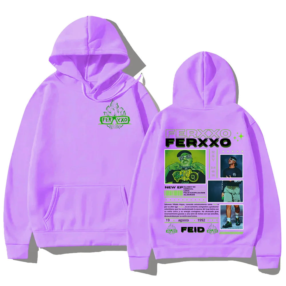 Rapper Feid Ferxxo Hoodies 90s Vintage Hip Hop Style Sweatshirt Unisex Fashion Casual Fleece Hooded New  Aesthetic Streetwear