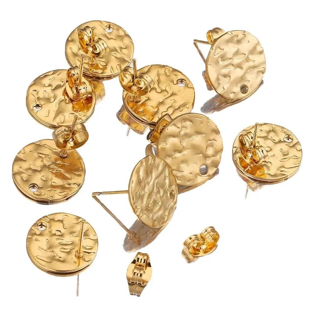 10 Pcs Stainless Steel Deep Embossed Soldering Pins DIY Earrings Jewelry Making Supplies Fine Classical Literature Seasons