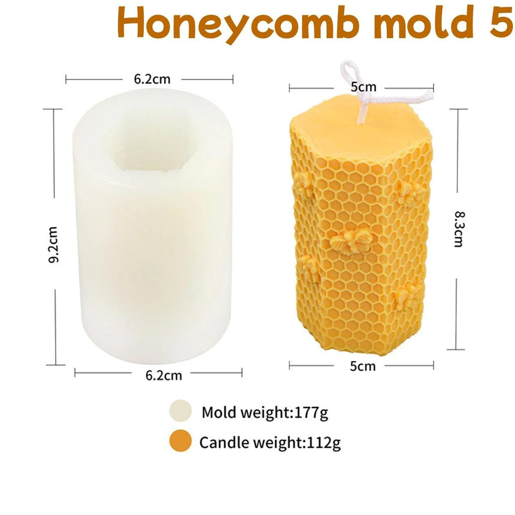 3D Bee Honeycomb Candle Molds Beehive Pillar Silicone Mold DIY Homemade Beeswax Scented Plaster Candle Soap Mold Home Decor
