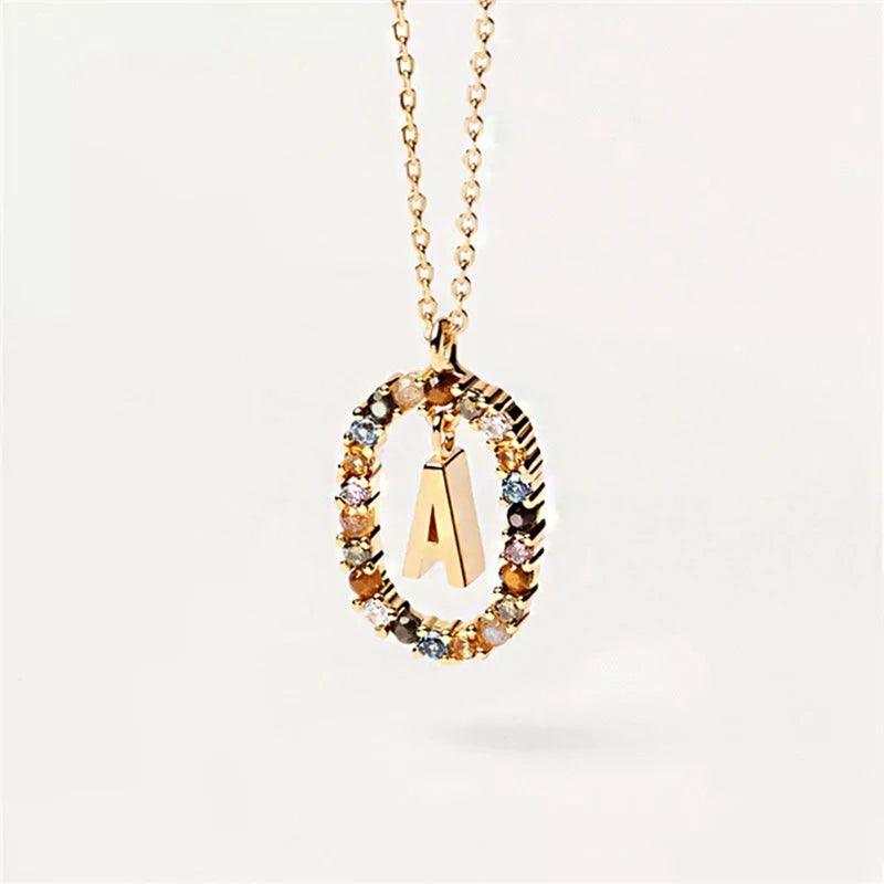 Fashion Hot Creative A-Z Letter Pendant Necklace For Woman Color Jewelry Sweet and Versatile Adjustable Chain Lobster Clasp