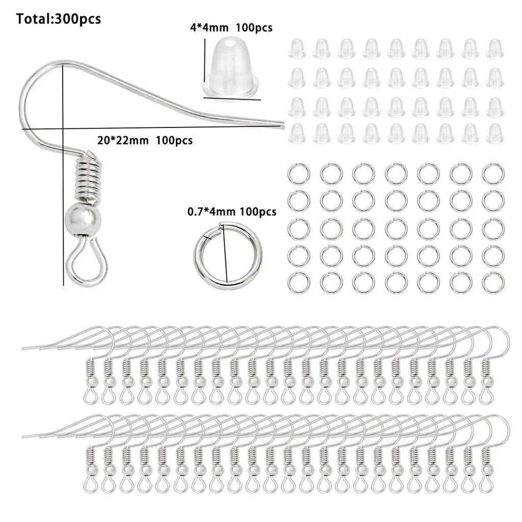 220-300pcs DIY Handmade Earrings Earrings Accessories Set Iron Fish Ear Hook/single Loop/earplugs/double Hanging/9-pin