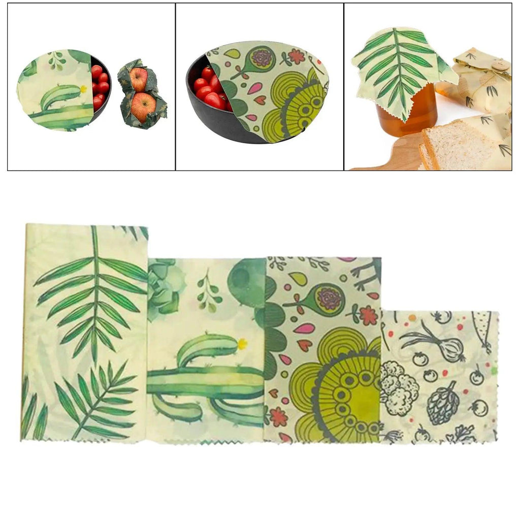 4 Pieces Reusable Beeswax Food Wraps for Sandwich Biodegradable Food Cover