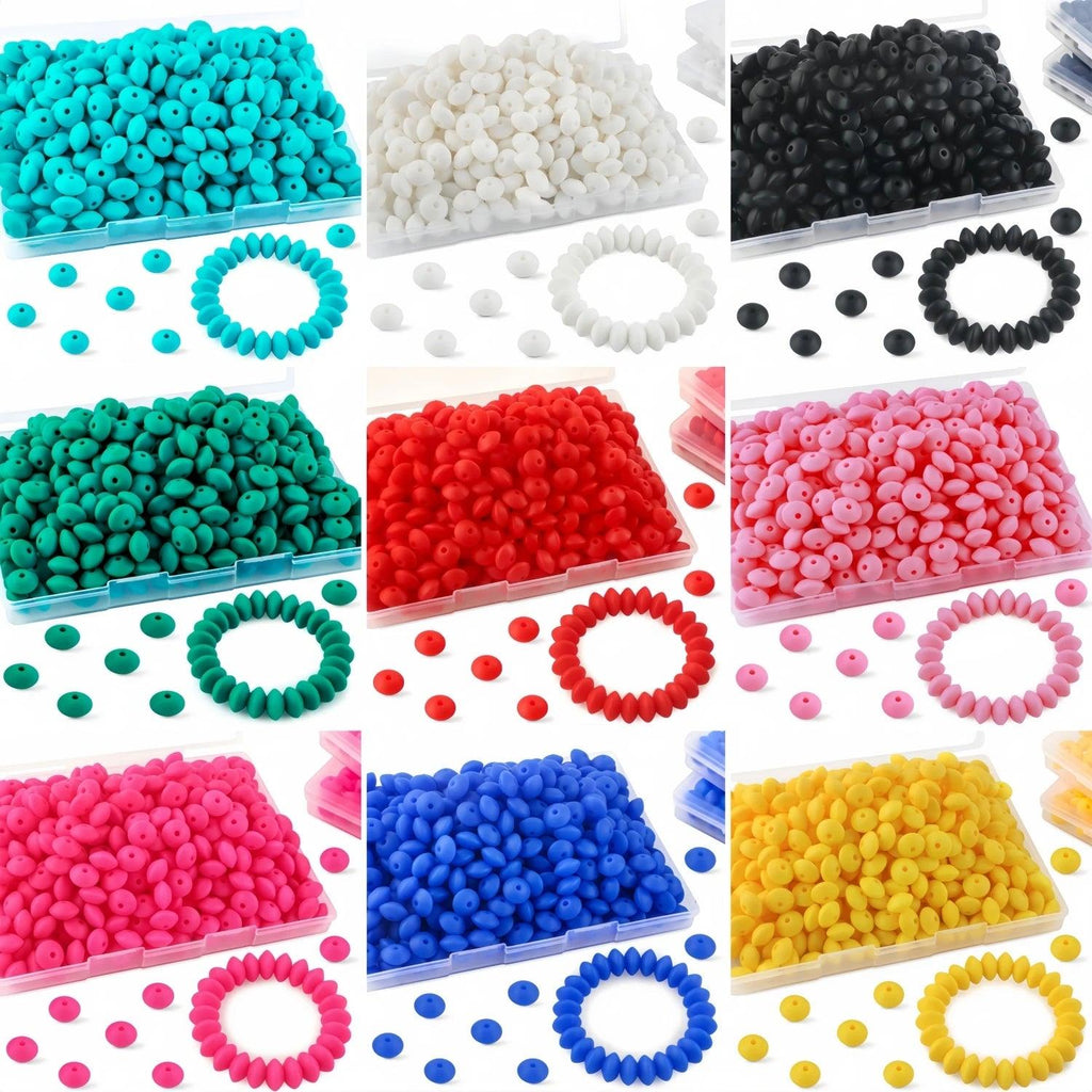 30/100Pcs Silicone Small Lentils Beads,12mm Silicone Beads for Keychain Making,Bulk Silicone Abacus Beads for Necklace Bracelet Making &Space Silicone Beads for Pen