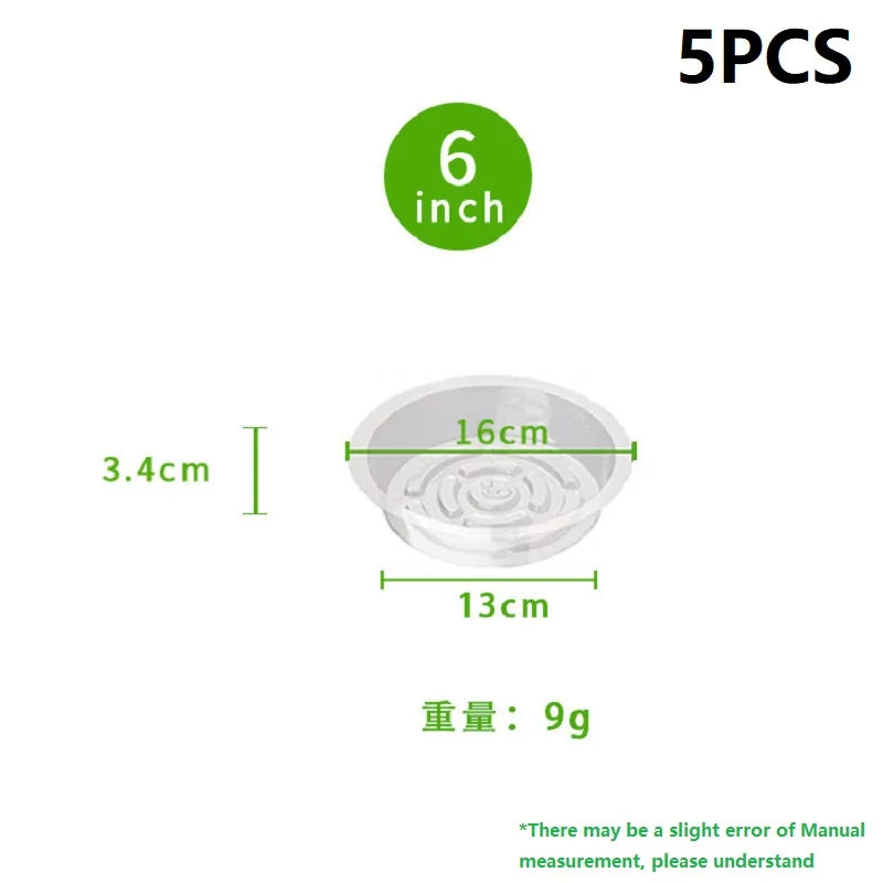 5/10/20pcs Transparent Plastic Plants Flower Pot Tray Kit Non-slip Round Flowerpot Trays for Indoor Outdoor Home Garden Supplies