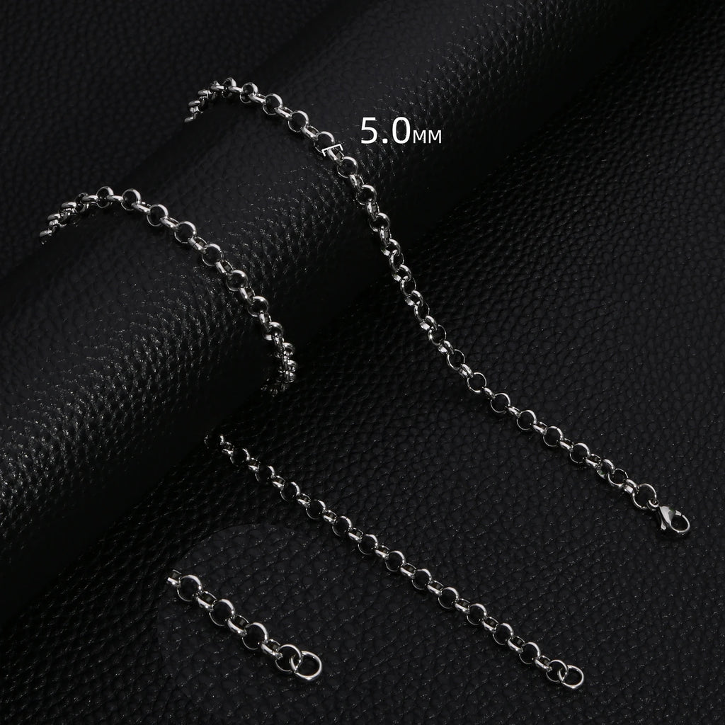 HIYEE Simple Fashion 2-5MM Wide Square BEADS NK Round Chain Necklaces for Men Women Stainless Steel Jewelry 45-70CM Length