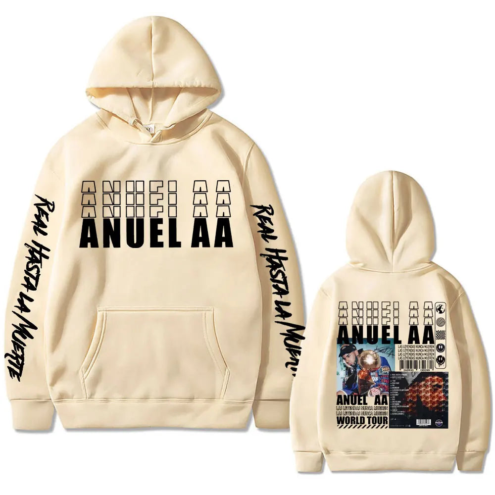 Famous Anuel AA Sweatshirt Las Leyendas Nunca Mueren World Tour Hoodie Men's Hip Hop Fashion Tracksuit Male Oversized Hoodies