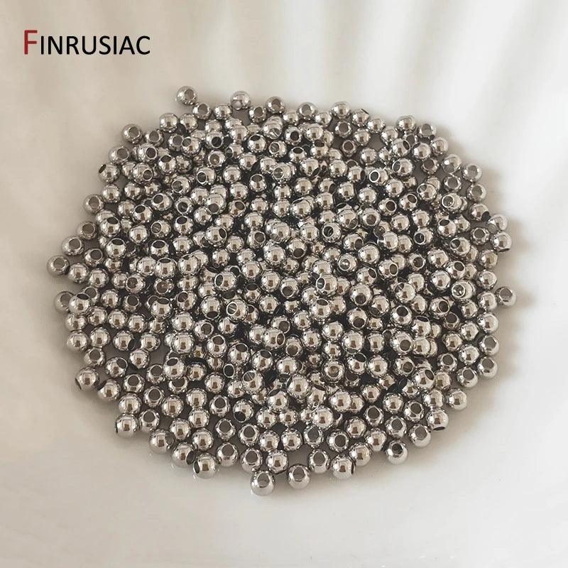 14k/18k real gold plated Round 2/2.5/3/4/5/6mm Spacer Beads For Jewelry making Beads Accessories Findings Wholesale