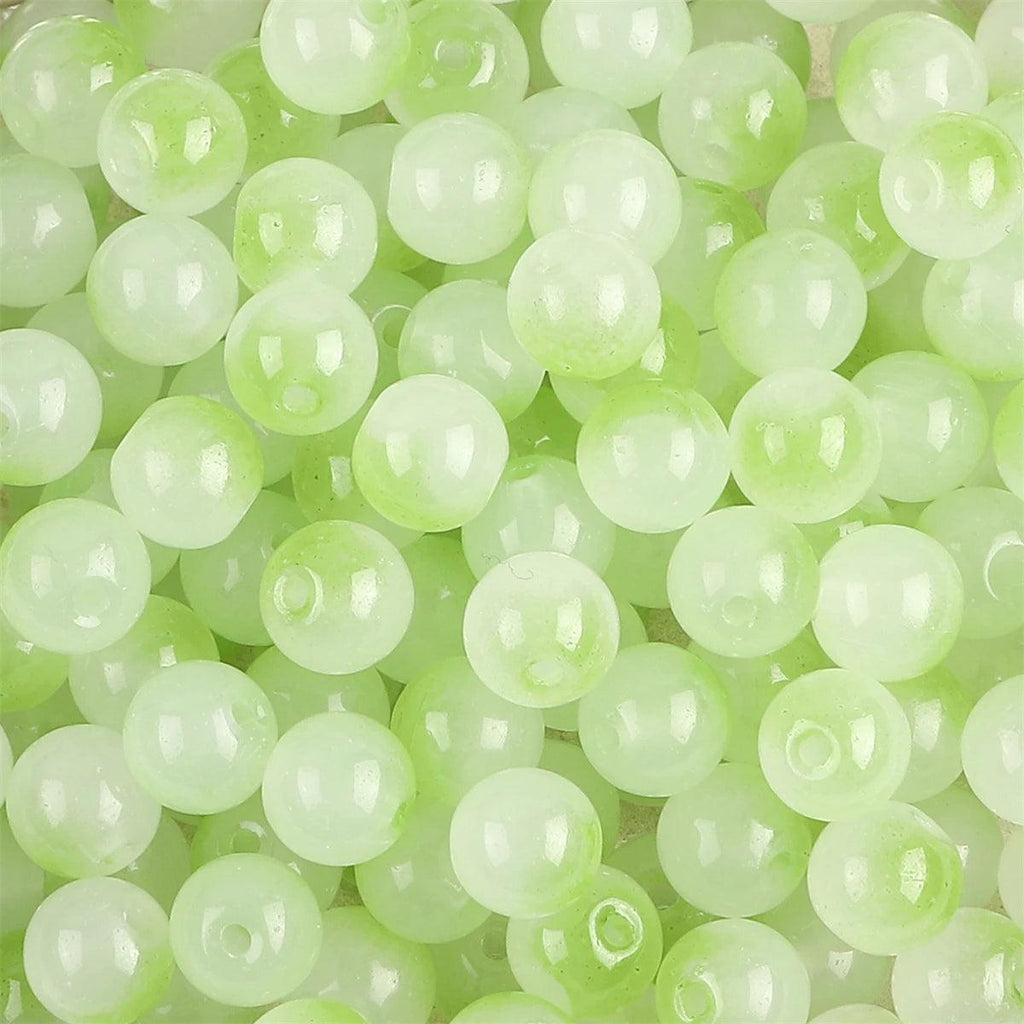 50pcs 8mm Glass Imitation Jade Bead Gradient Double Color Round Bead Handmade DIY Bracelet Necklace Jewelry Making Loose Bead Ma