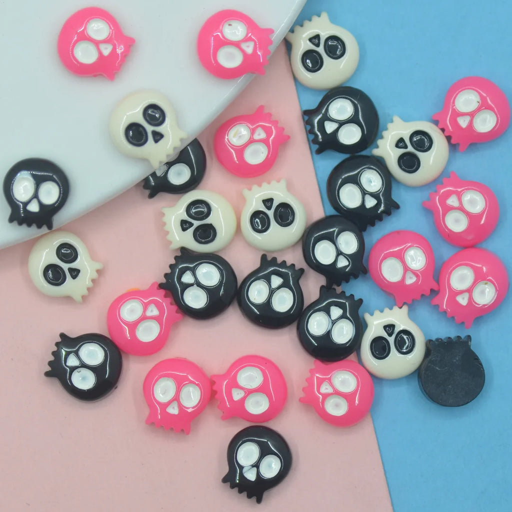 20pcs Resin Tiny Nail Art Skull Decoration Flatback Halloween Skull Cabochon Shake Card Fillers DIY Crafts Party Embellishments