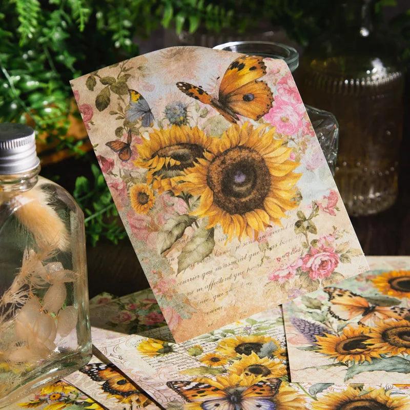 30pcs Vintage Materials Paper Butterfly Flower Series DIY Scrapbook Deco Junk Journal Planner Collage Photo Album Art Supplies