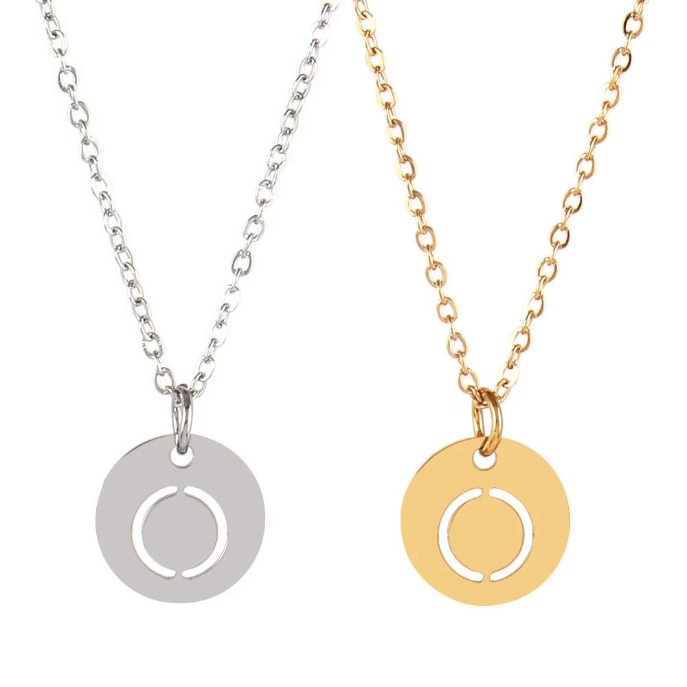 Stainless Steel A-Z 26 Initials Name Necklace Alphabet Round Pendant Letter Necklaces For Women Choker Jewelry Gifts Wholesale