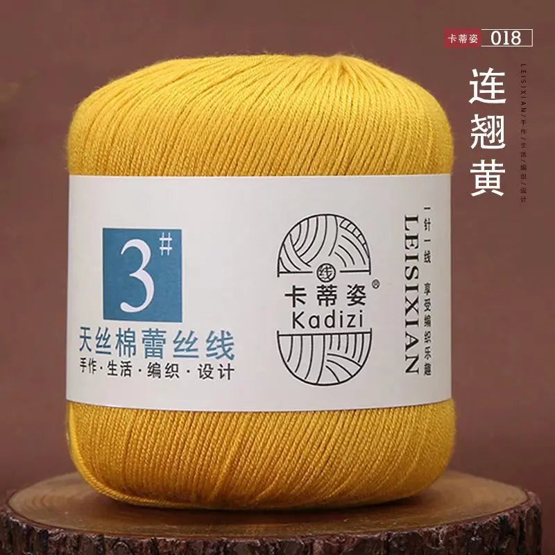 100 Percent Mercerized Cotton Lace Yarn for Hand Knitting and Crochet Arts Crafts