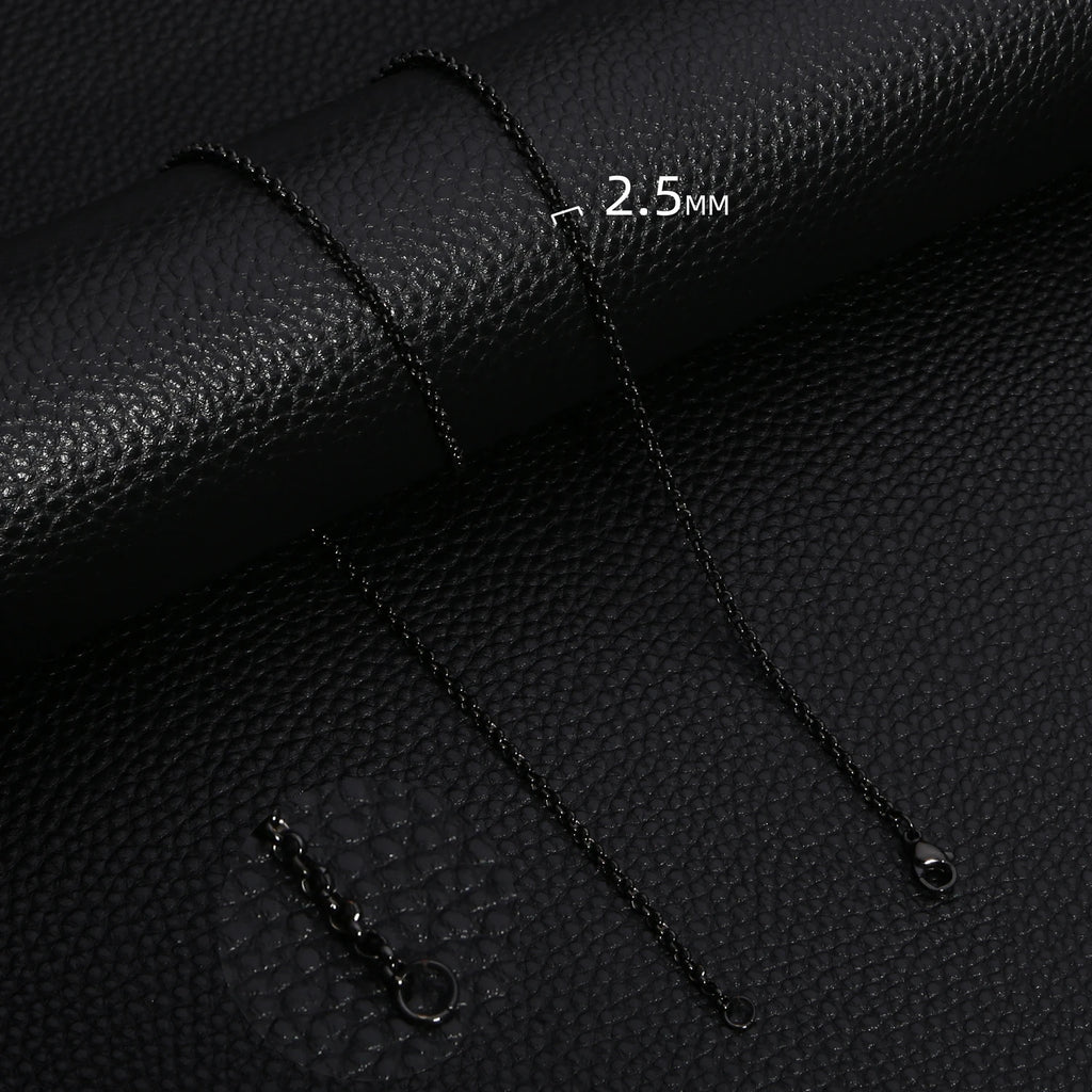 HIYEE Simple Fashion 2-5MM Wide Square BEADS NK Round Chain Necklaces for Men Women Stainless Steel Jewelry 45-70CM Length