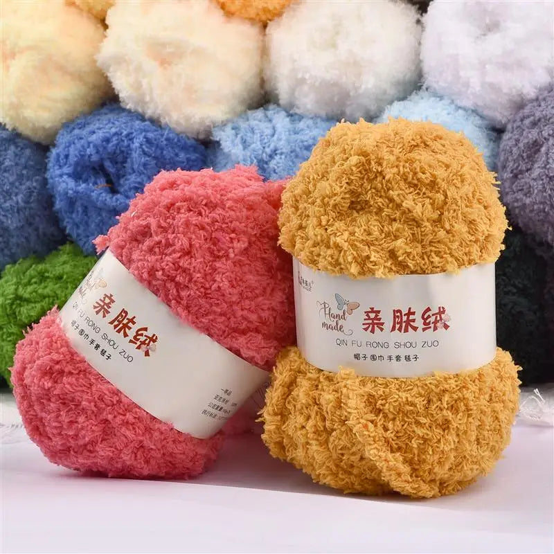 50g/Bundle Chenille Yarn Soft Thin Coral Velvet Towel Threads For Knitting Crochet Yarn Hand Knitting Crochet DIY Sweaters Dolls