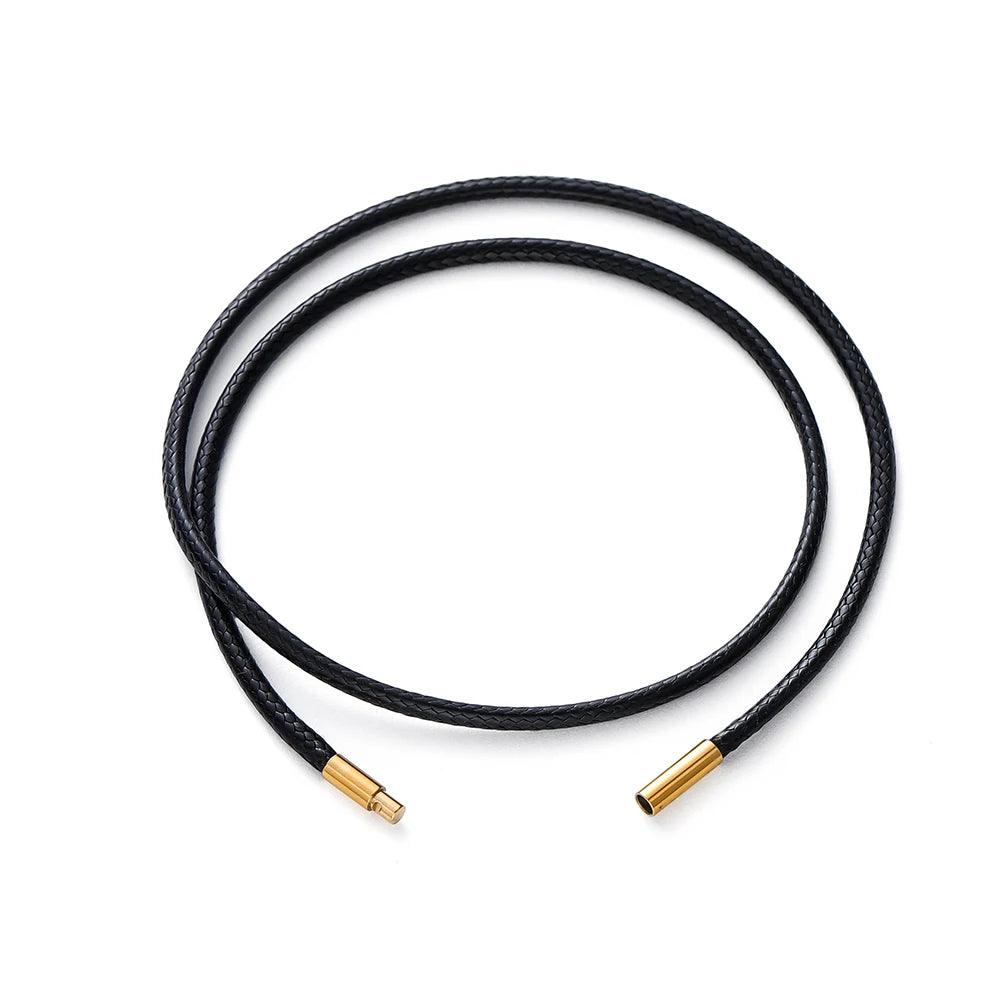 45/50/60cm Black Brown Braid Wax Cord DIY Pendant Necklace Jewelry Making Handmade Leather Rope Steel Clasp String Chain