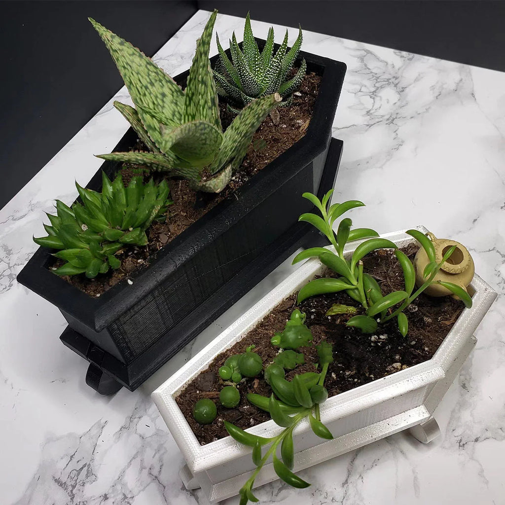 New Resin Small Coffin Decorative Planter Succulent Cactus Plant Desktop Patio Planter