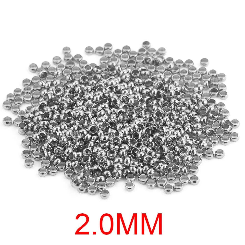 100-200pcs Stainless Steel Tube Crimp Beads Tiny Stopper Spacer Bead Cord End Caps for DIY Jewelry Craft Making Supplies