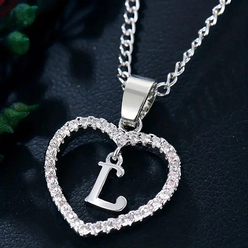 Bohemian Style Heart-shaped Letter Pendant Necklace, Wedding Party Gift For Men And Women,Delicate Gift for Men And Women