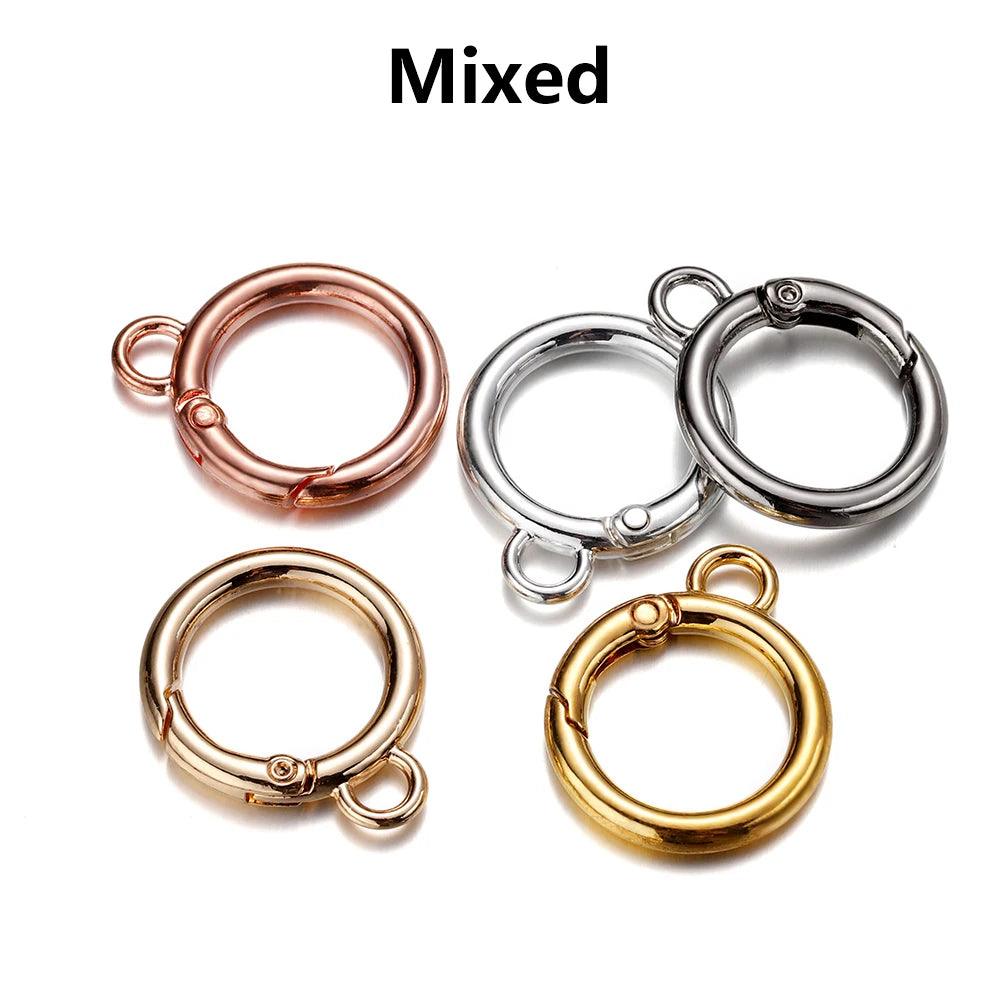 5Pcs/Lot Alloy O Ring Spring Clasps Openable Round Carabiner Keychain Bag Clips Hook Buckles Connector For DIY Jewelry Making