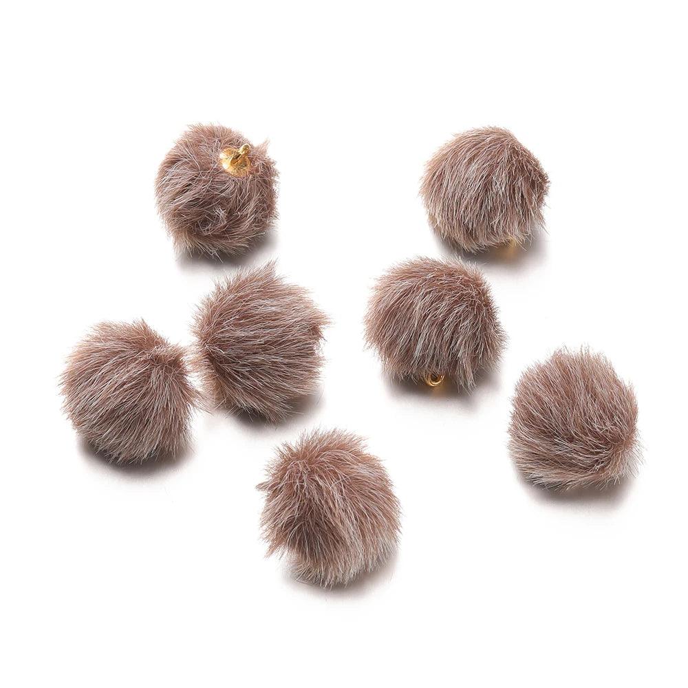 10pcs 17mm Plush Fur Covered Ball Beads Charms Pompom Beads Pendant for DIY Earring Bag Keychain Pendant Jewelry Making Supplies