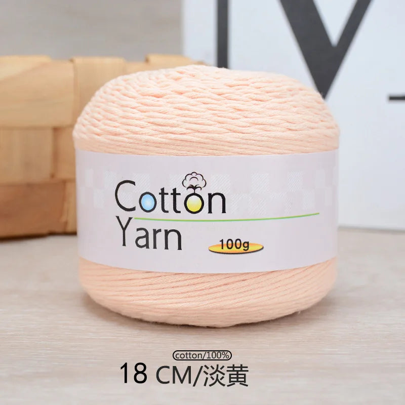 100g 100 Percent Cotton Hand Knitting Yarn Soft Crochet Yarn for Sweater Scarf Blanket Hat and Amigurumi