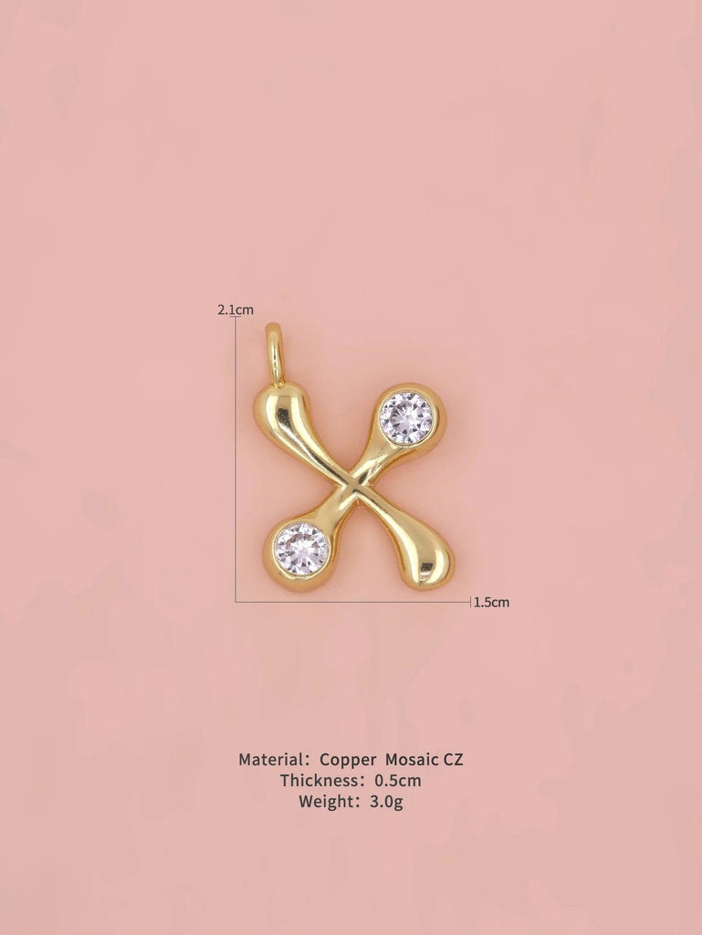 New Simple Versatile Round Zircon Plated Gold Copper 26 English Letters A-Z Pendant Men Women Necklaces Jewelry Making