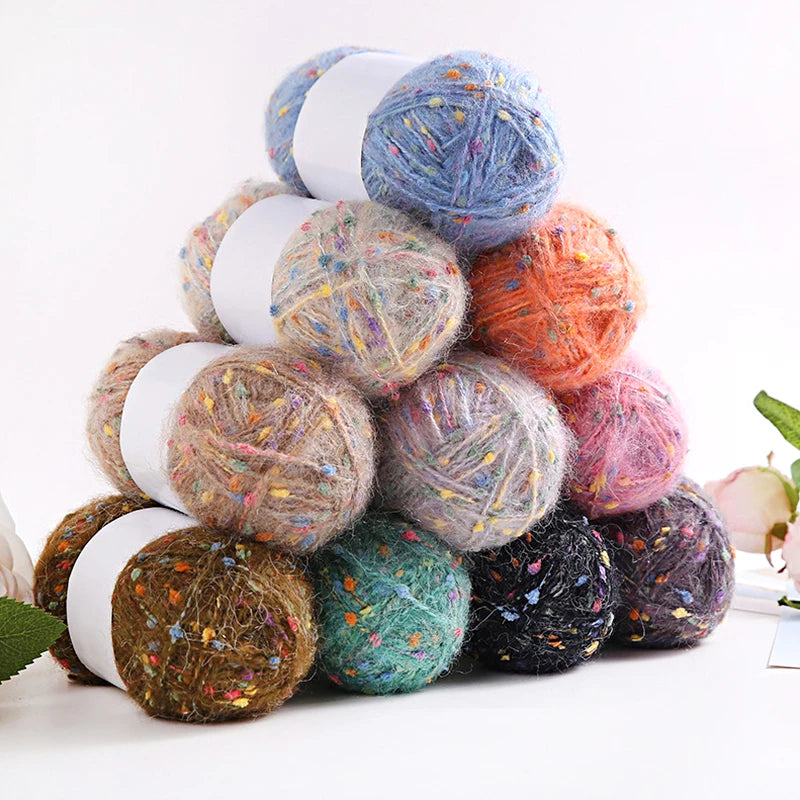 50g/Ball Rainbow Color Dot Mohair Yarn Soft And Comfortable Hand-Woven DIY Scarf Sweater Shawl Coat Knitting Crochet Mix Thread