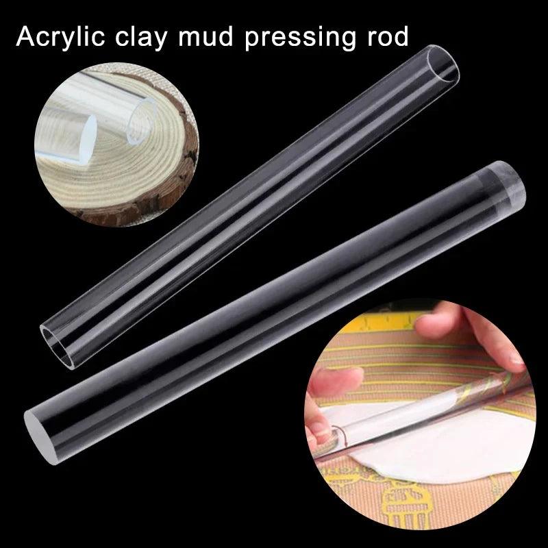 Acrylic Rolling Pin Rod Bar Stick Roller Brayer Polymer Clay Sculpting Pottery Tools DIY Modelling Clay Extruder Craft Tools