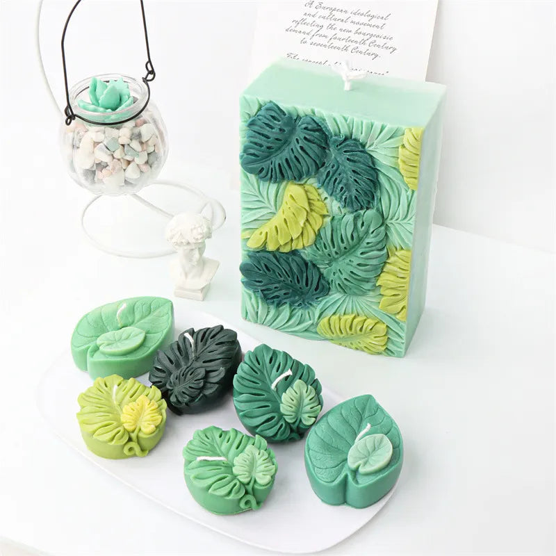 Glandular Leaf Silicone Soap Mold Plant Foliage Candle Resin Plaster Making Set Ice Chocolate Baking Tool Home Decor Mould Gifts