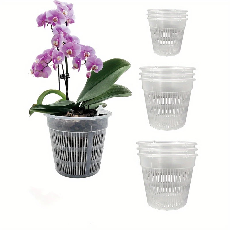 9Pcs 3 Sizes 4.3in, 5.5in and 6.3in Clear Plastic Orchid Pots With Holes, Breathable Slotted Orchid Planter For Repotting