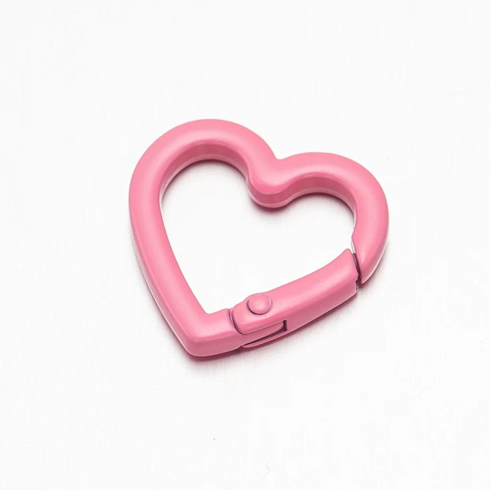5pcs Heart Carabiner Trigger Snap Clip Spring Keyrings Buckle Hooks for Key Ring Keychains Bag Purse Handbag Craft Making Supply