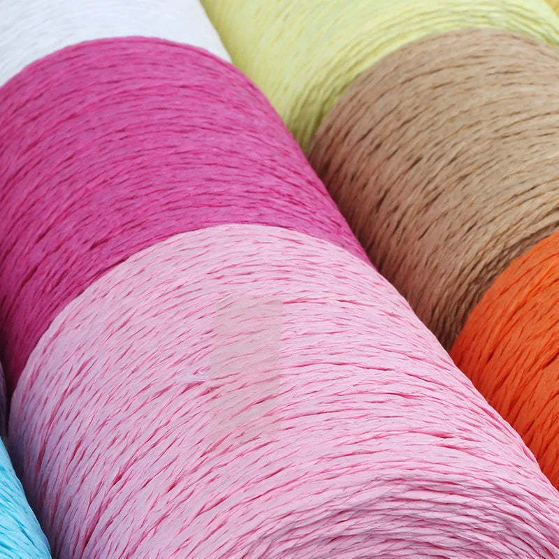 Raffia Paper Knitting Yarn for DIY Woven Straw Cap Crochet Thread Hand Knit Hat Handbag Sewing Accessories