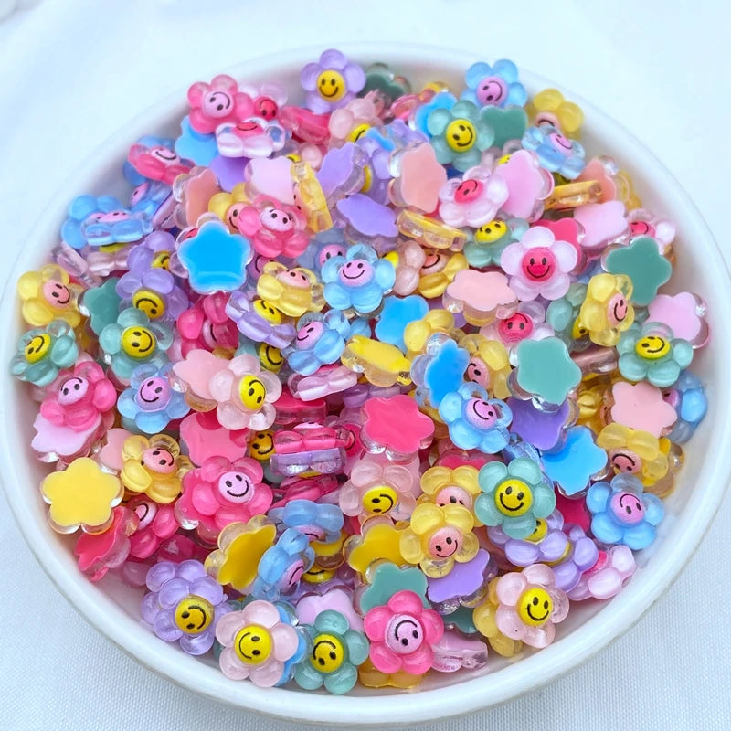 50pcs3D Resin  Mini Sunflower Flatback Crystals Nail Rhinestone Applique Wedding DIY Scrapbook Ornament Craft Accessories