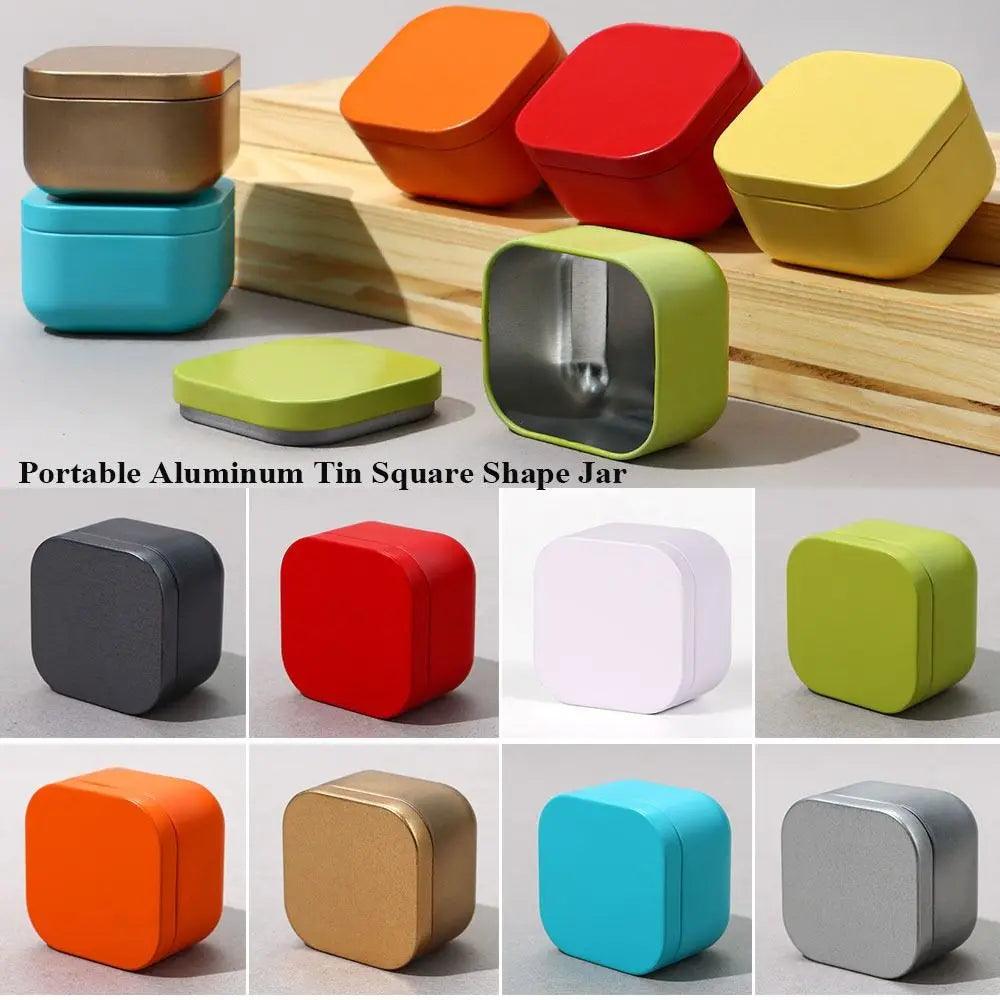Portable Aluminum Tin Square Shape Jar Cosmetic Container Refillable Bottles Tea Cans Metal Box Candle Jars Candy Packaging Box - Winord