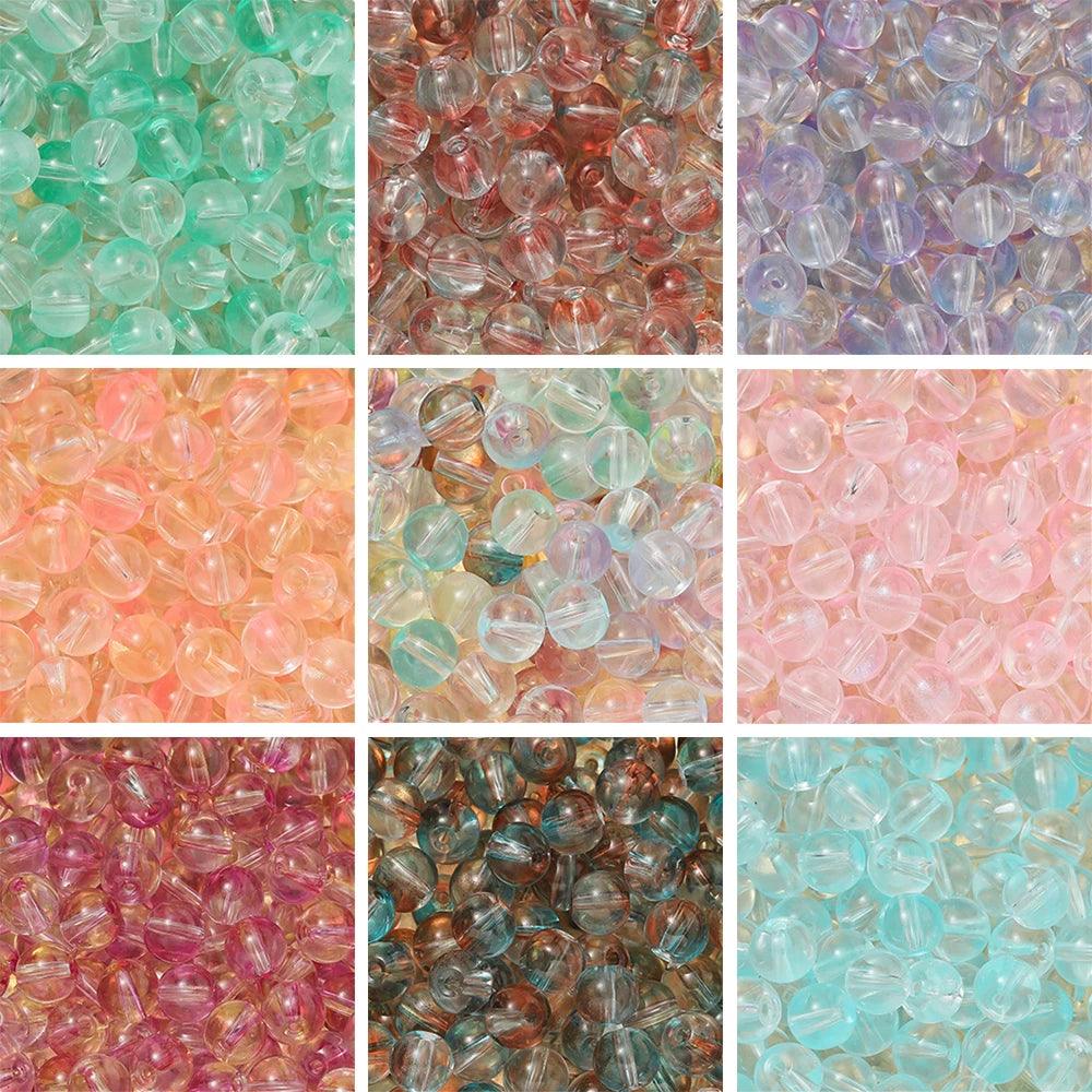 30/50pcs 8mm Transparent Double Color Jelly Glass Bead Round Spacer Loose Bead for DIY Bracelet Necklace Jewelry Making Supplies