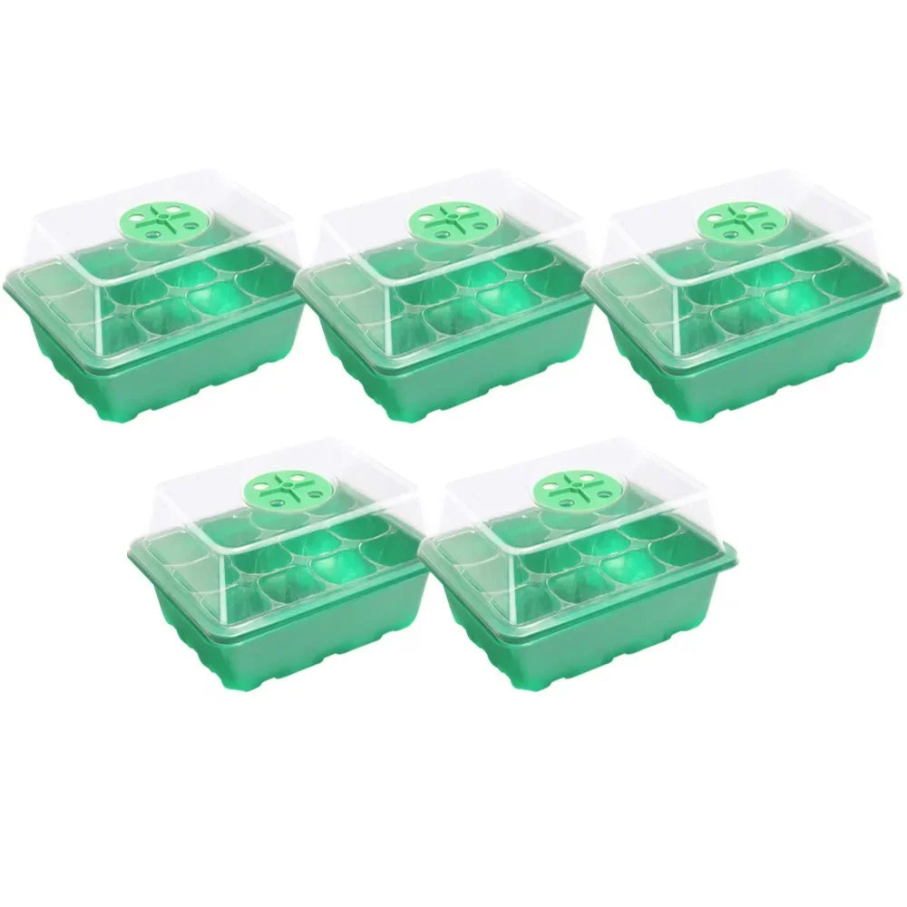 1-5PCS Planting Seed Cover Nursery Tray Box 12 Holes Plant Seedling Germination Planting Pot Mini Greenhouse Plant Starter Tray