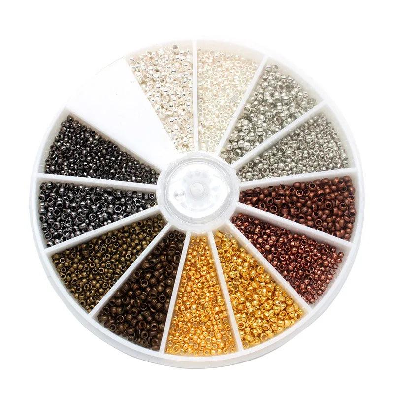 3000Pcs 1.5mm 2.0mm Mixed Brass Crimp End Beads Metal Beads Smooth Ball End Caps For DIY Jewelry Making