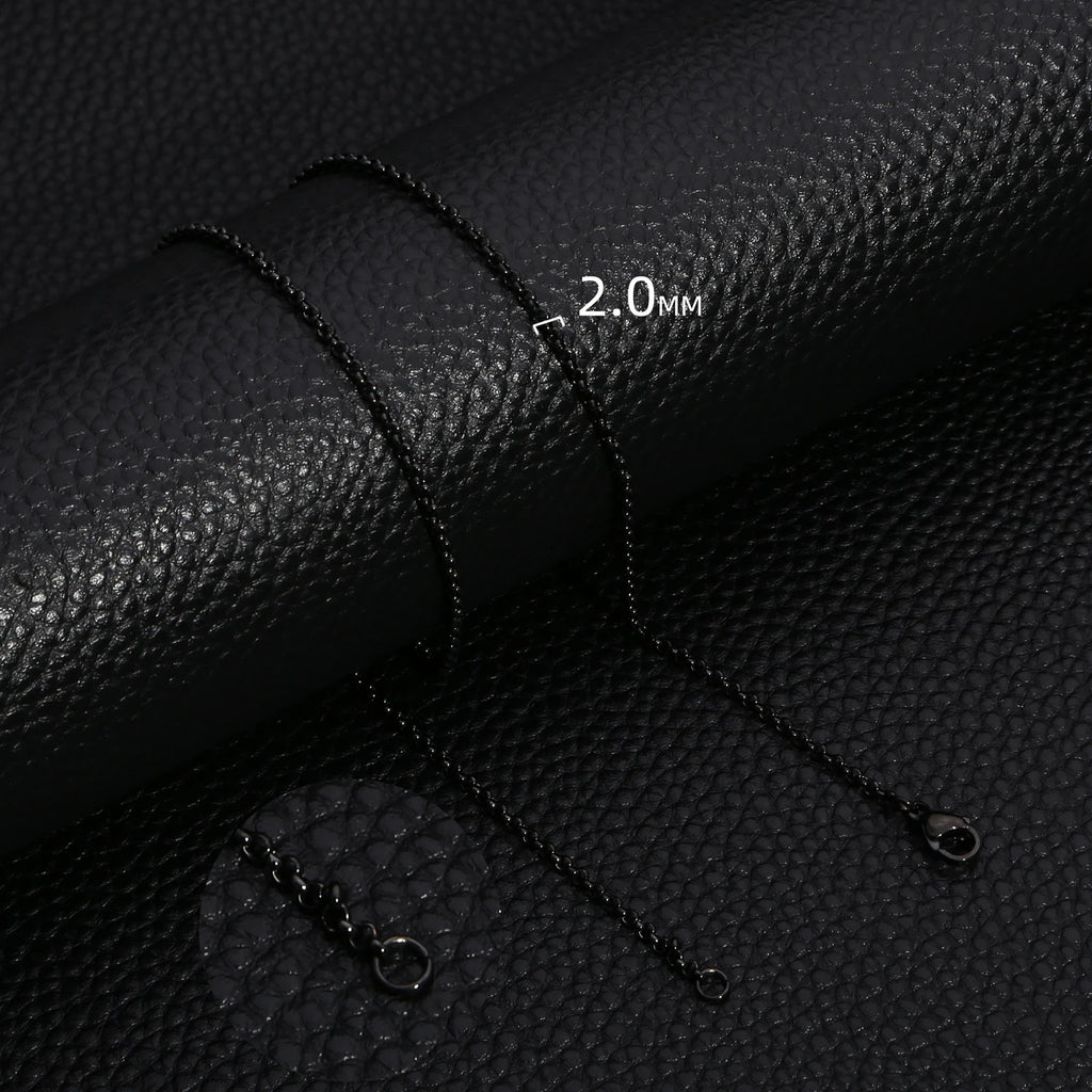 HIYEE Simple Fashion 2-5MM Wide Square BEADS NK Round Chain Necklaces for Men Women Stainless Steel Jewelry 45-70CM Length