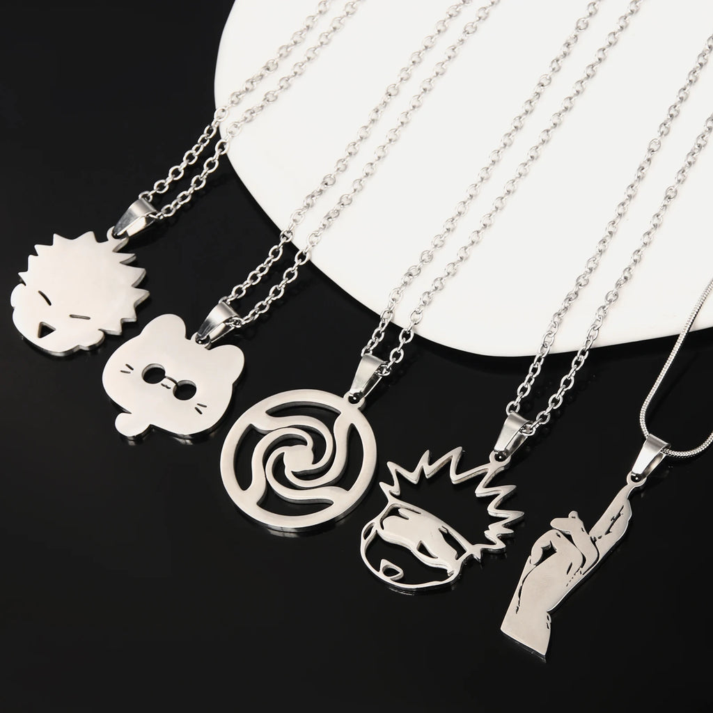 Anime Jujutsu Kaisen Necklace Gojo Satoru Cute Cat High School Emblem Logo Pendant Necklaces for Women Men Jewelry Accessories