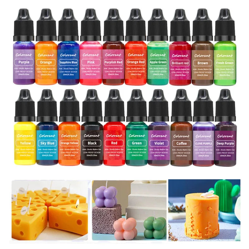 20 Colours Liquid Candle Wax Dye Colourants for DIY Concentrated Candle Making Soy Wax Dyes Soap Coloring Bath Bomb Soap Dye Sup