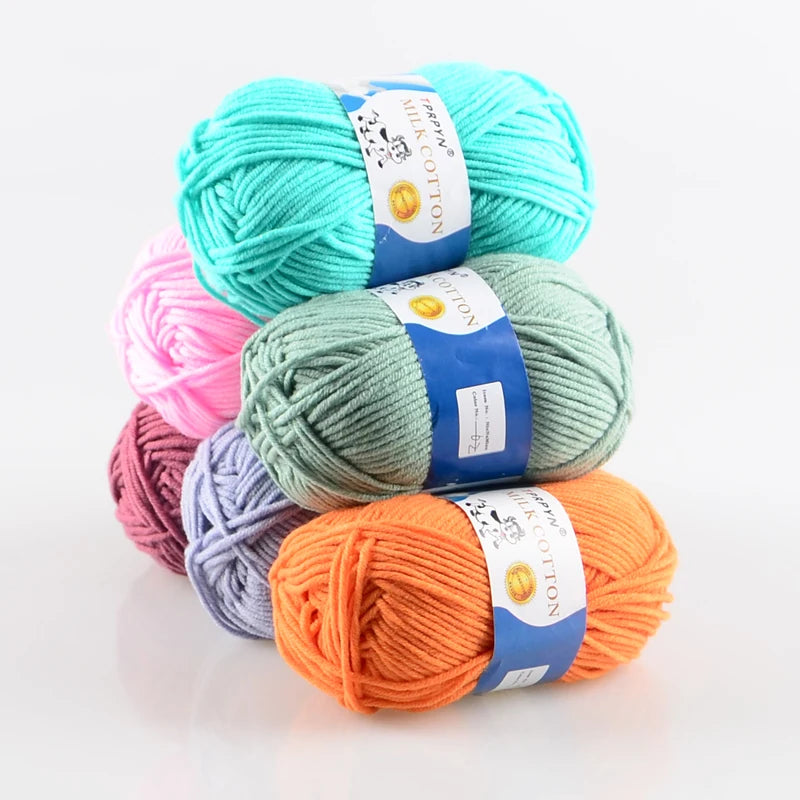 10 Pieces Milk Cotton Knitting Yarn Soft Warm Yarn for Hand Knitting and Crochet Projects