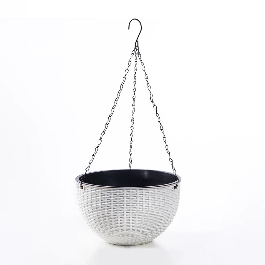European Style Honeycomb Pattern Imitation Rattan Hanging Hanging Plastic Flower Pot Hanging Pot Indoor Hanging Basket