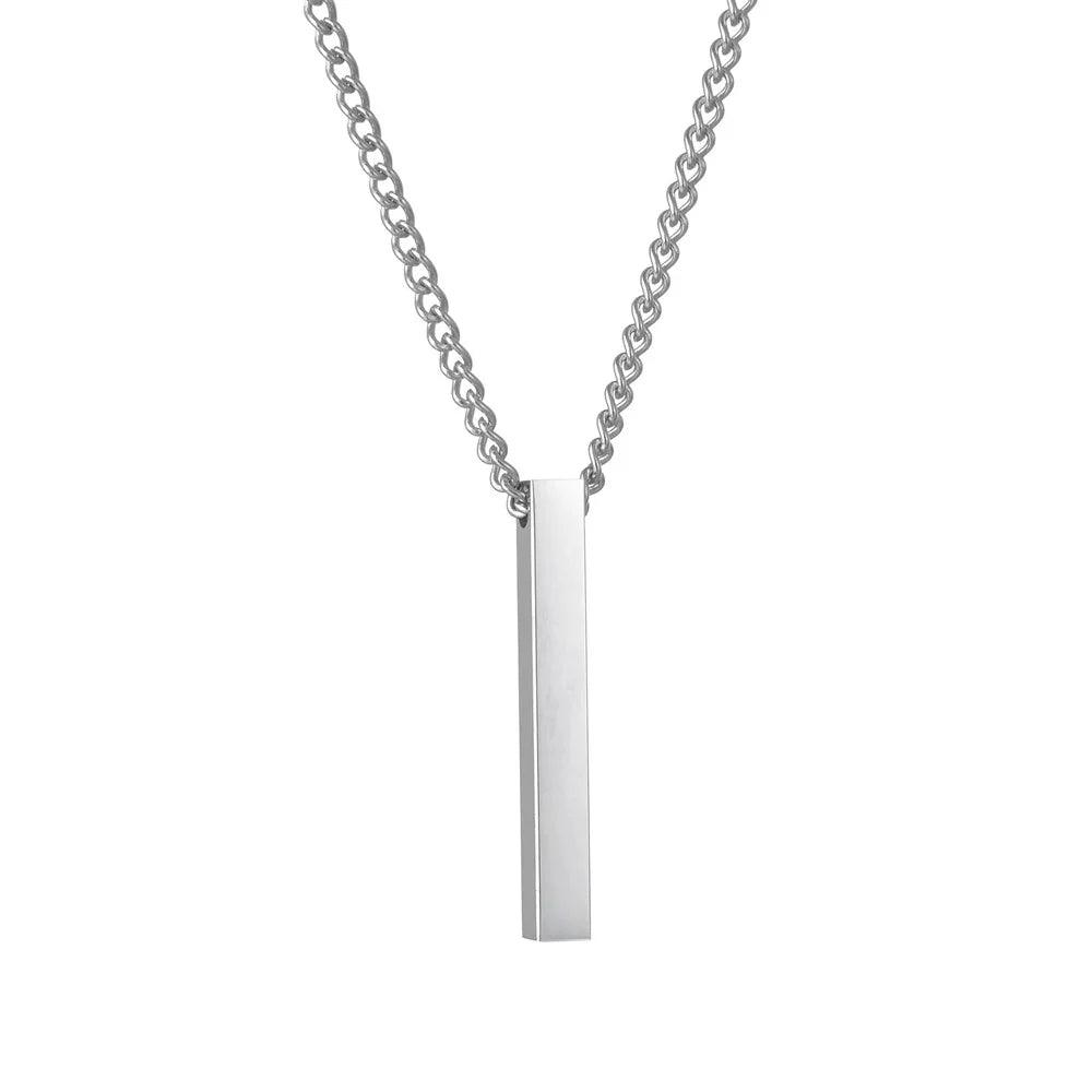 Simple Blank Wishing Bar Pendant Necklace Charm Men Women Waterproof Dangle Vertical Cuboid Stick Jewelry Gift