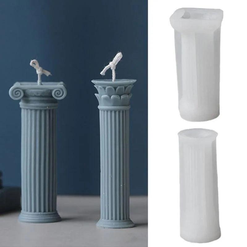1 PC 3D Roman Column Candle Silicone Mould Aromatherapy Plaster Mould Wax Candle Mold Home Decoration - Winord