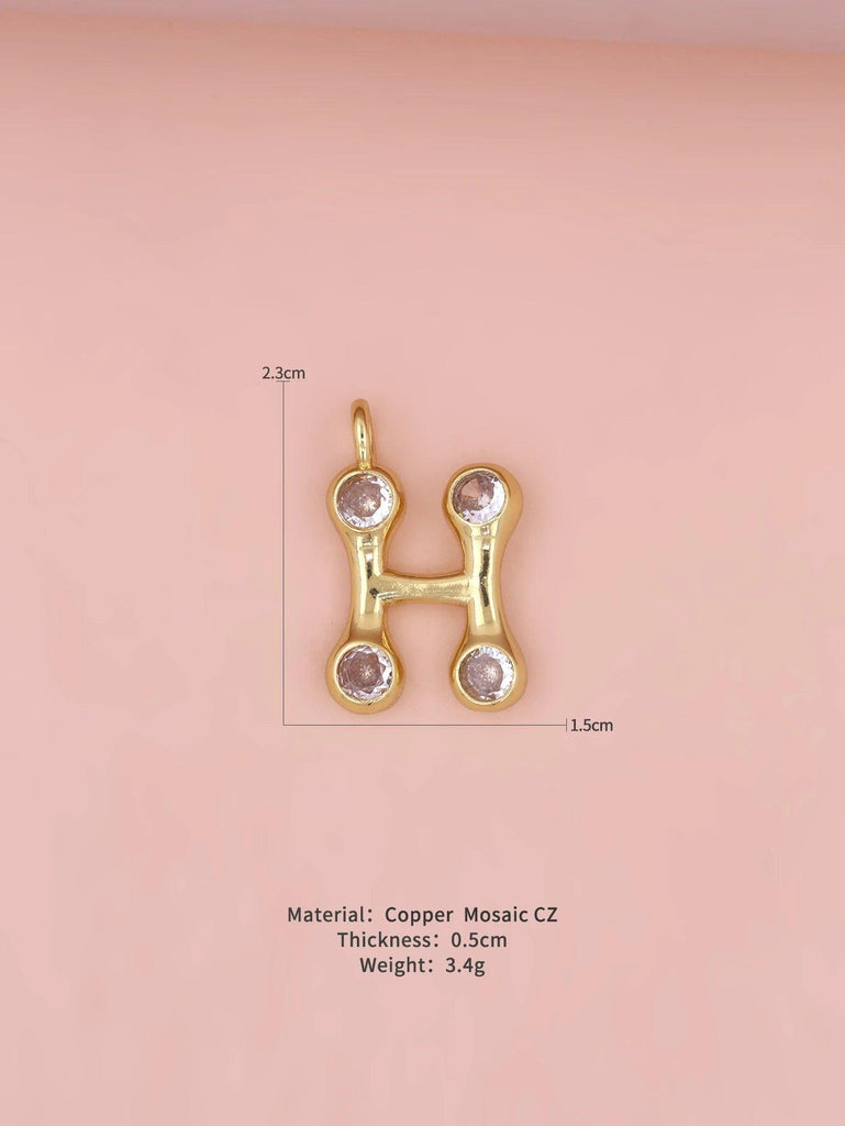 New Simple Versatile Round Zircon Plated Gold Copper 26 English Letters A-Z Pendant Men Women Necklaces Jewelry Making