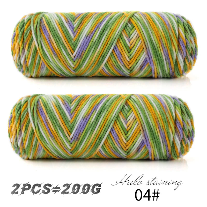 Colorful 5 Strand Dyed Milk Cotton Baby Sweater Yarn for Handmade DIY Woven Scarves and Crochet Projects