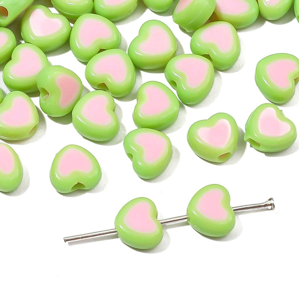 30pcs Love Heart Acrylic Bead Loose Spacer Beads For DIY Bracelet Necklace Jewelry Making Needlework Accessories